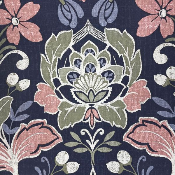 Folk Floral Wallpaper Navy - Pink& Olive World.jpg